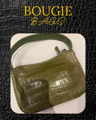 Bougie Bags - the real crocodile 🐊 -shoulder / cross - olive - with strap