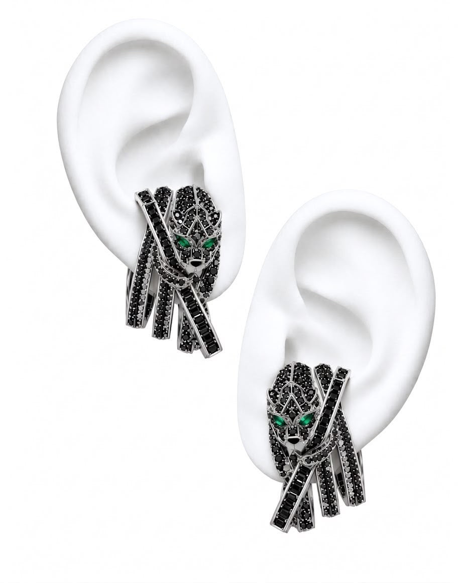 Mash black panther earrings