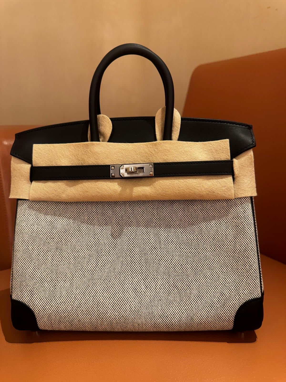 Hermes - Birkin 25 Toile H Canvas-Swift Ardoise