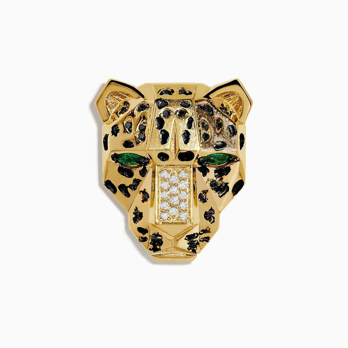 EF - Signature 14K Gold Diamond and Emerald Panther Pin