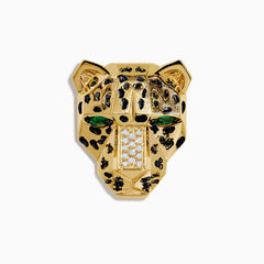 EF - Signature 14K Gold Diamond and Emerald Panther Pin