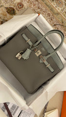 Hermes - Birken 25 Touch Gris Meyer/Gris Ciment Togo/Matte Alligator Phw