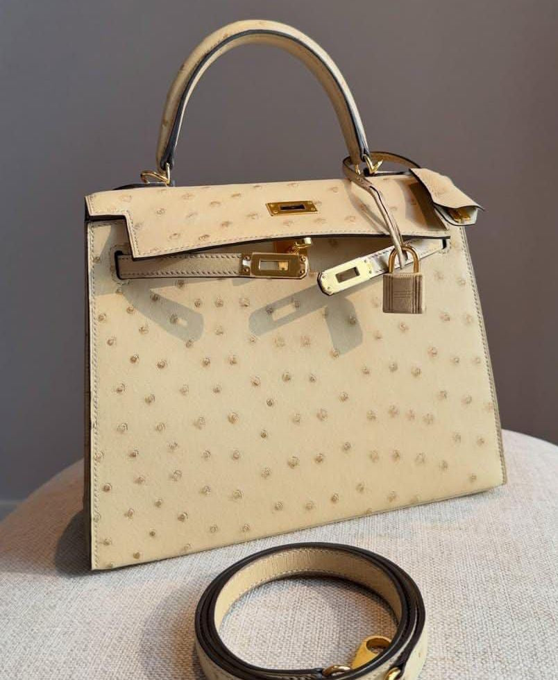 Hermes - ostrich kelly 25 Parcheman Ghw