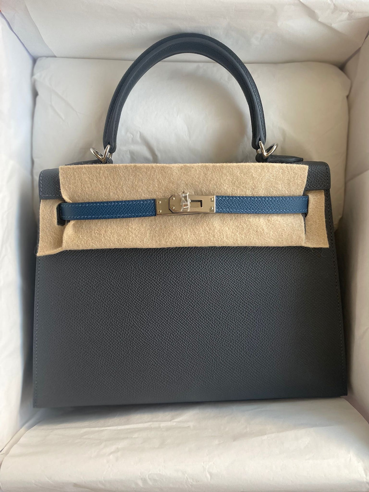 Hermes -Kelly 25 Tricolor Adoris/deep blue/ noir