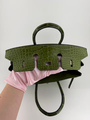 Hermes - B25 Pelouse Shiny Alligator Phw N - ready for delivery