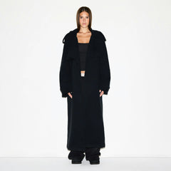 Skims - OVERSIZED TRENCH COAT - boyfriend cotton  fleece - onyx black