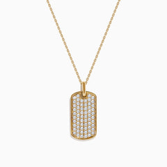 EF - 14K Gold Diamond Tag Pendant