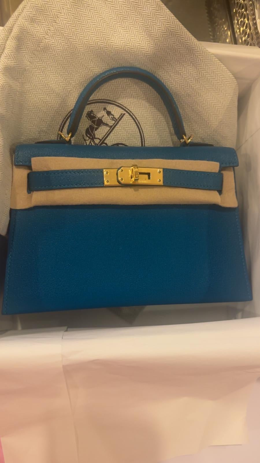 Hermes - kelly 20 Blue zanzibar - Chevre Gold hw