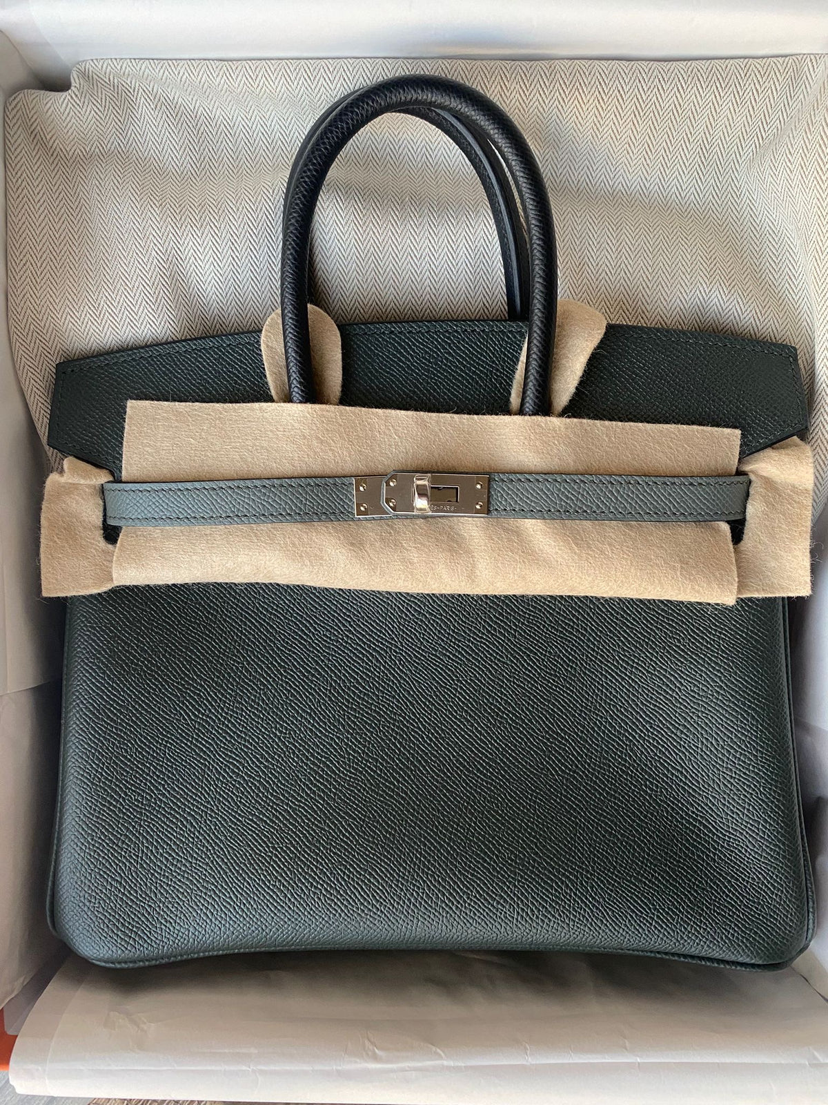 Hermes - Birkin25 Epsom vert mangrove/ vert amande/ black