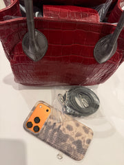 Bougie Bags - the real crocodile 🐊 - maroon / grey- with strap