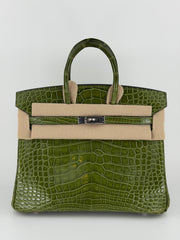 Hermes - B25 Pelouse Shiny Alligator Phw N - ready for delivery