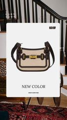 Hermes -  MINI JYPSIERE CROSSBODY BAG IN BAI BRUN SWIFT LEATHER AND CREAM CANVAS WITH GOLD HARDWARE