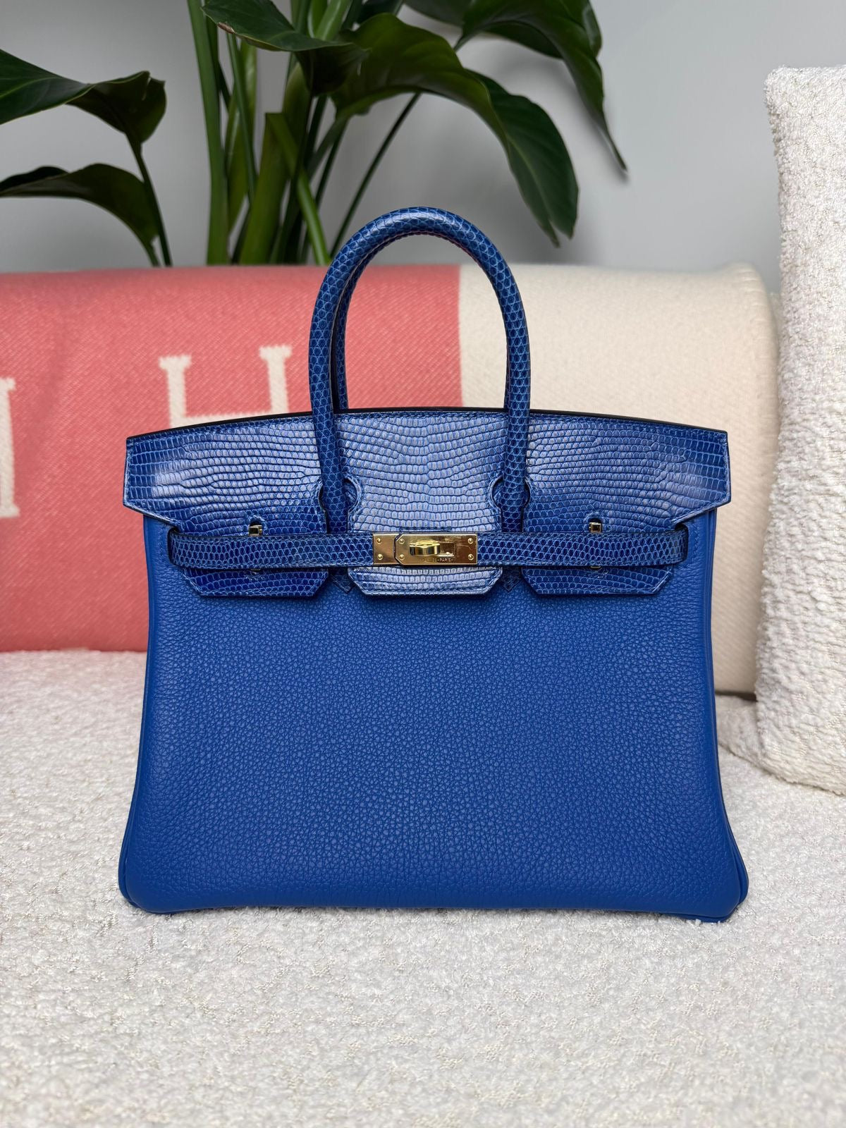 Hermes - Birkin 25 Touch Bleu de France/Bleu Sapphire Togo/Lizard Ghw