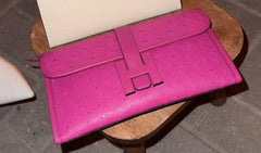 Hermes - Jige Duo Clutch bag Rose Purple (L3) Ostrich D