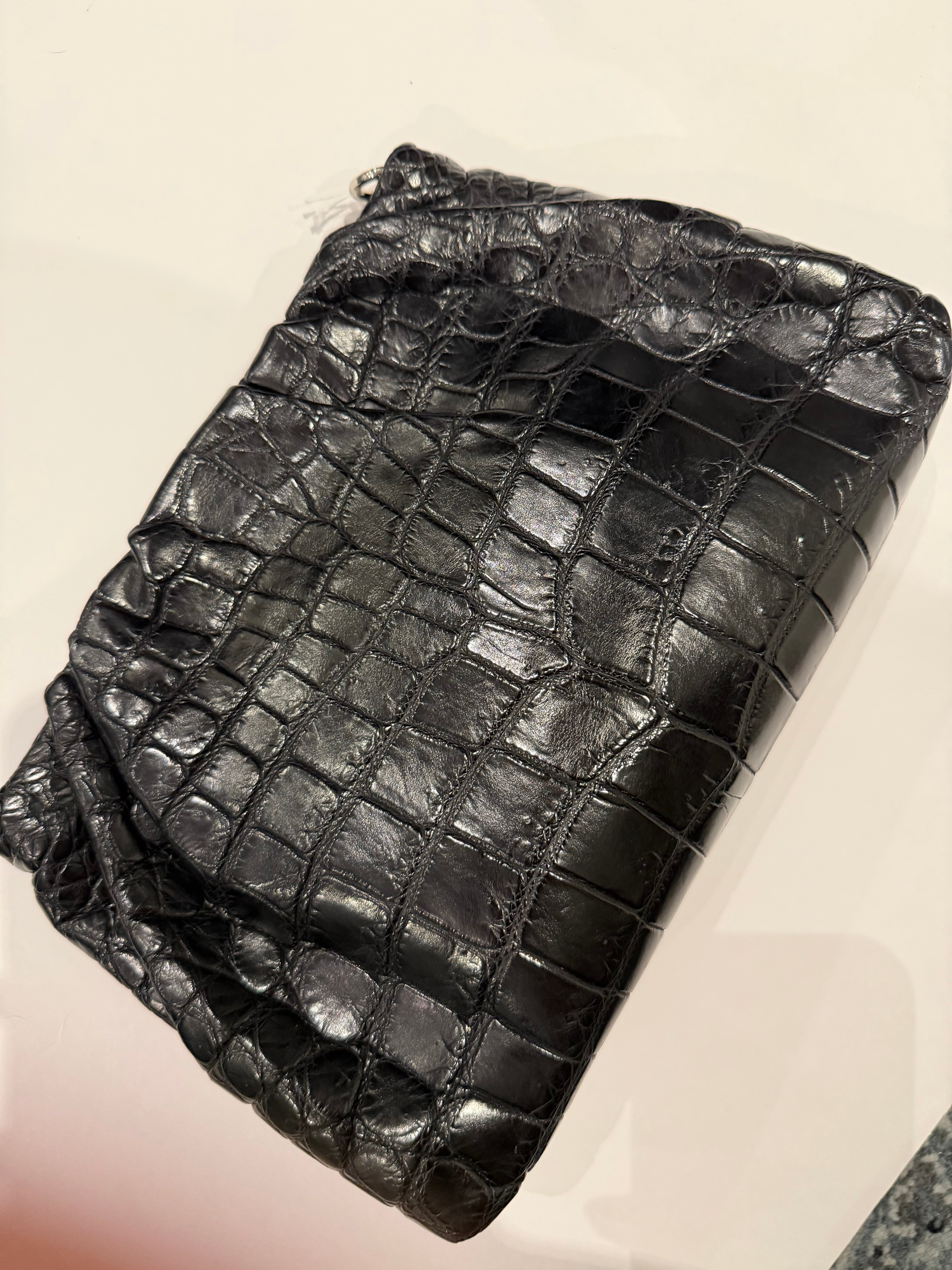 Bougie Bags - the real crocodile 🐊 - clutch/ cross  - black with strap