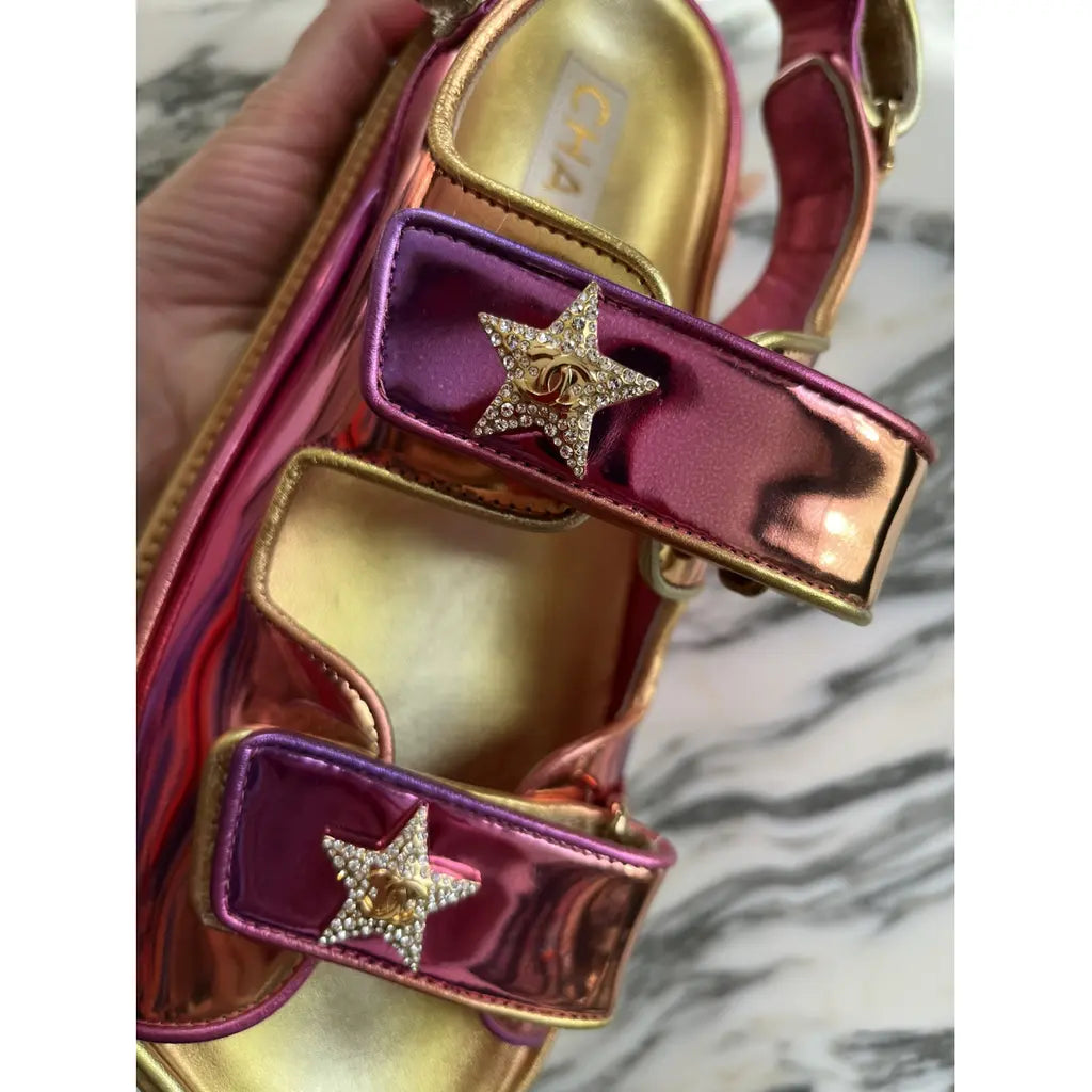Chanel - Dad sandals leather pink size 40