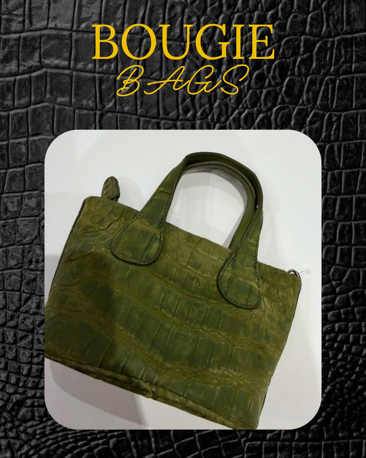 Bougie Bags - the real crocodile 🐊 - mini cross - Green suede - with strap