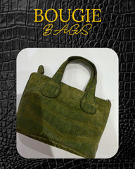 Bougie Bags - the real crocodile 🐊 - mini cross - Green suede - with strap