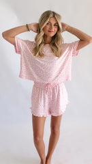 BH lounge women short set - pink leopard