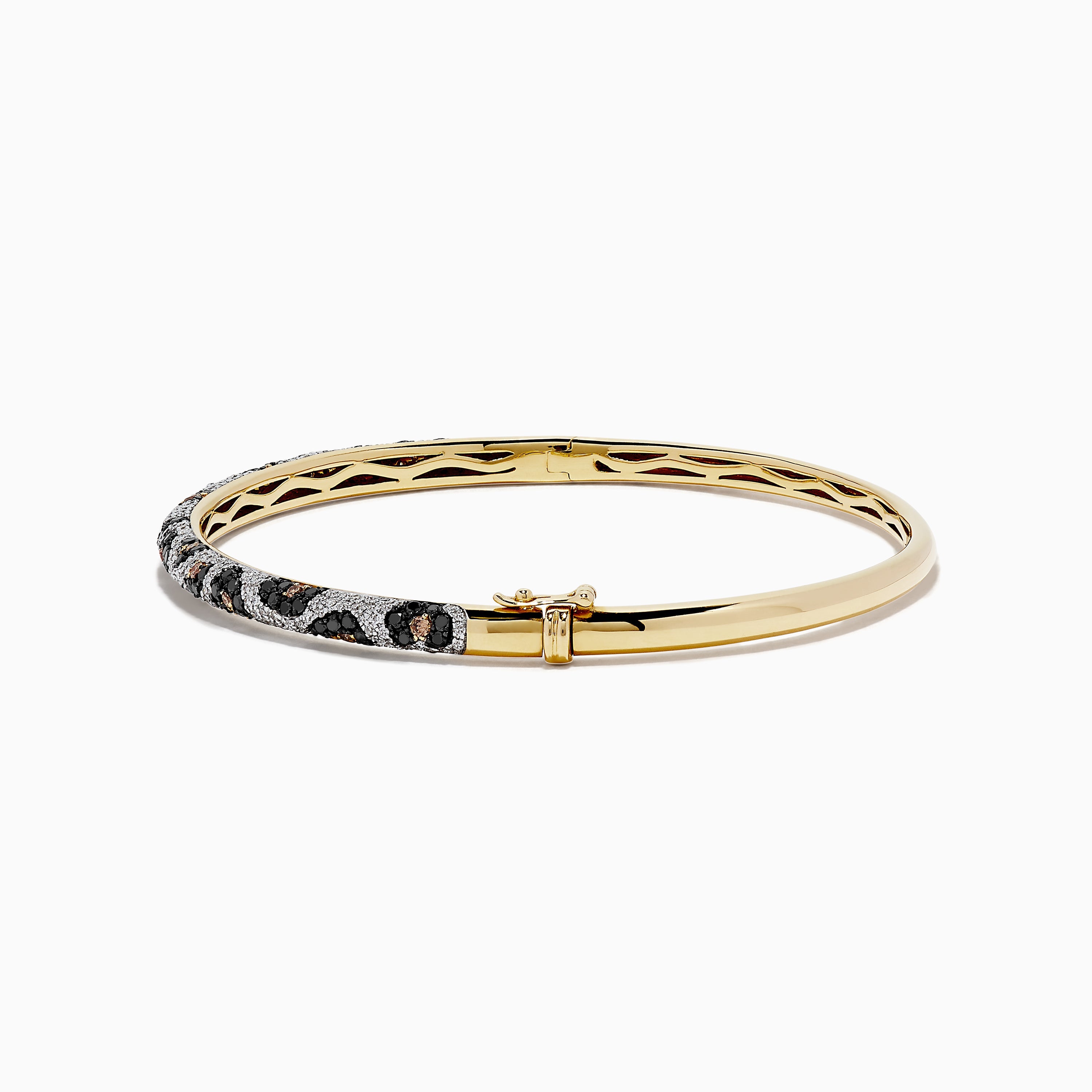EF- 14K Yellow Gold Panther Spot Black, Espresso and White Diamond Bangle