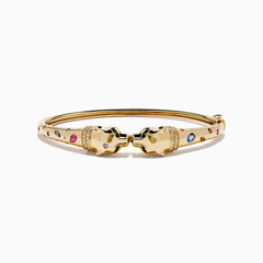EF - Signature 14K Yellow Gold Multi Sapphire and Diamond Panther Bangle