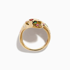 EF- Signature 14K Gold Multi Sapphire and Diamond Panther Wrap Ring