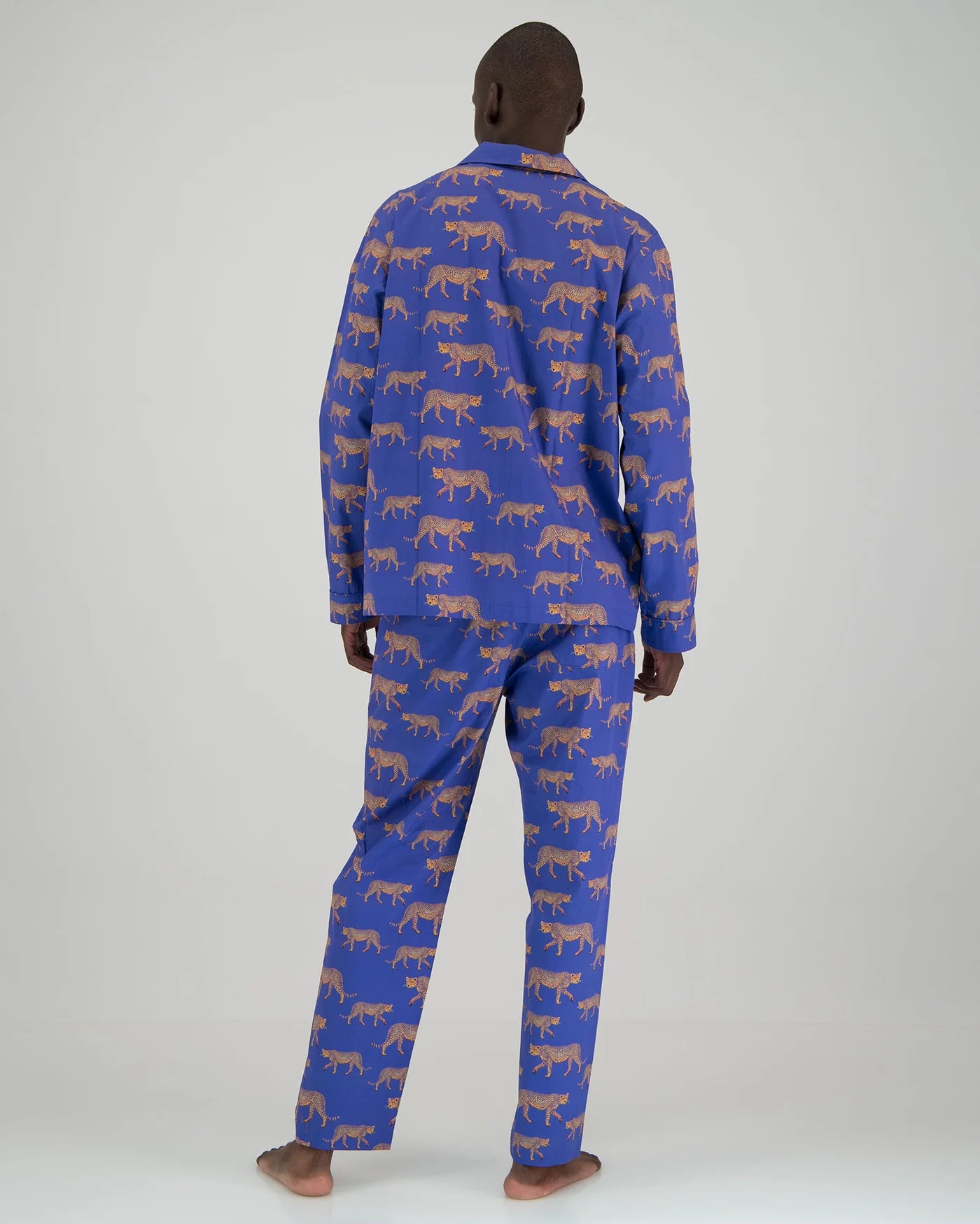 MASH X Woodstocklaundry-MENS LONG PYJAMAS SET BLUE CHEETAHS