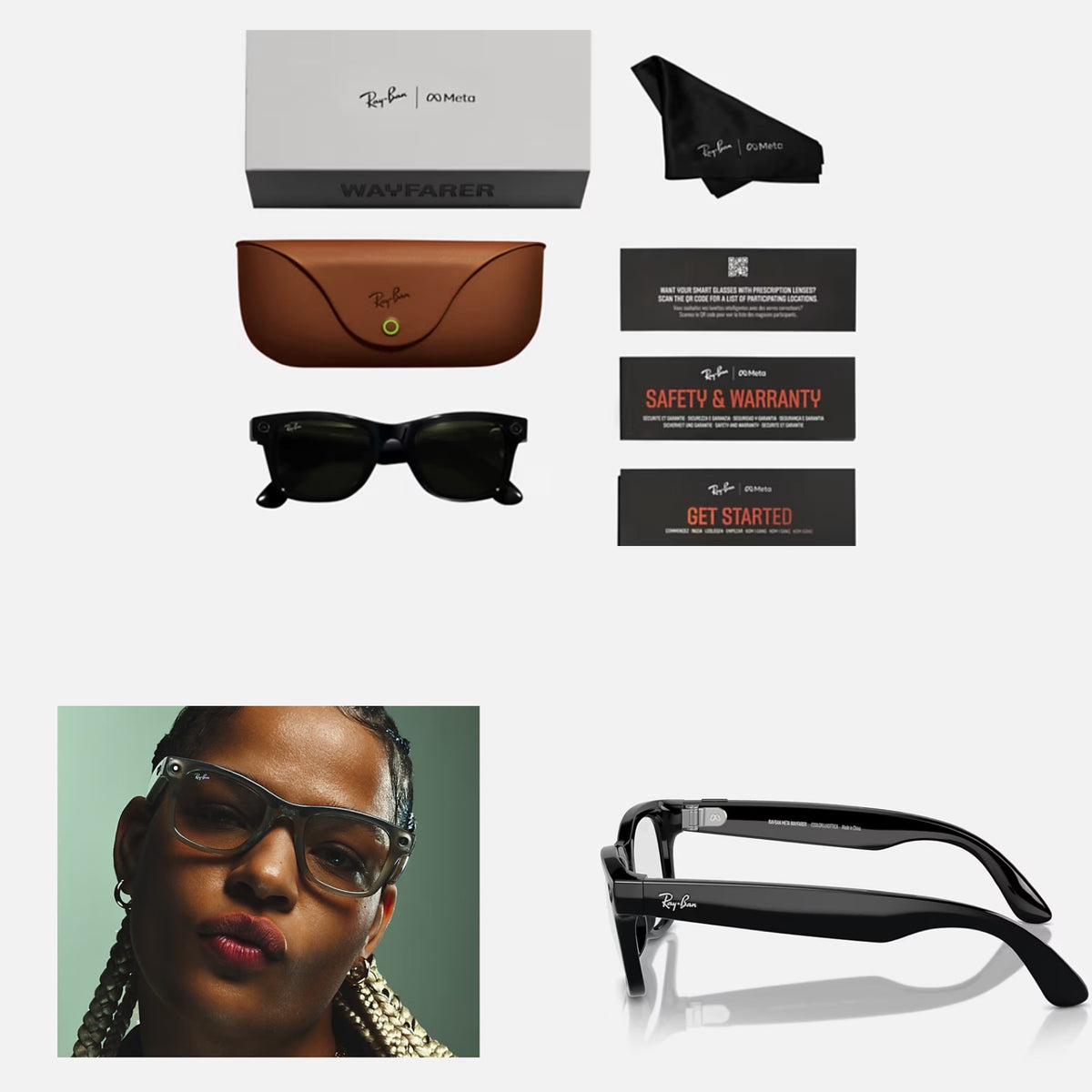 Ray ban X meta sunglasses- black clear lenses darker in the