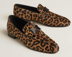 Hermes - Mocasines paris - leopsrd loafers