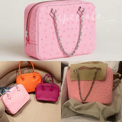 Hermes - ostrich  rose bubblegum plum chain
