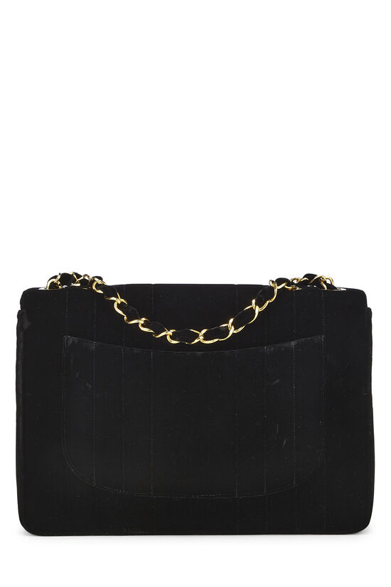 Chanel - Black Vertical Velvet Half Flap Jumbo