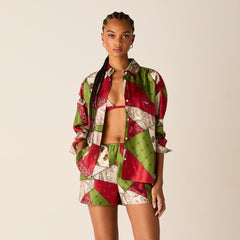 Kith -  Patchwork Print Short & shirt silk set