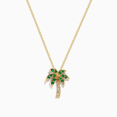 EF - 14 k gold  diamond & emerald palm tree 🌴