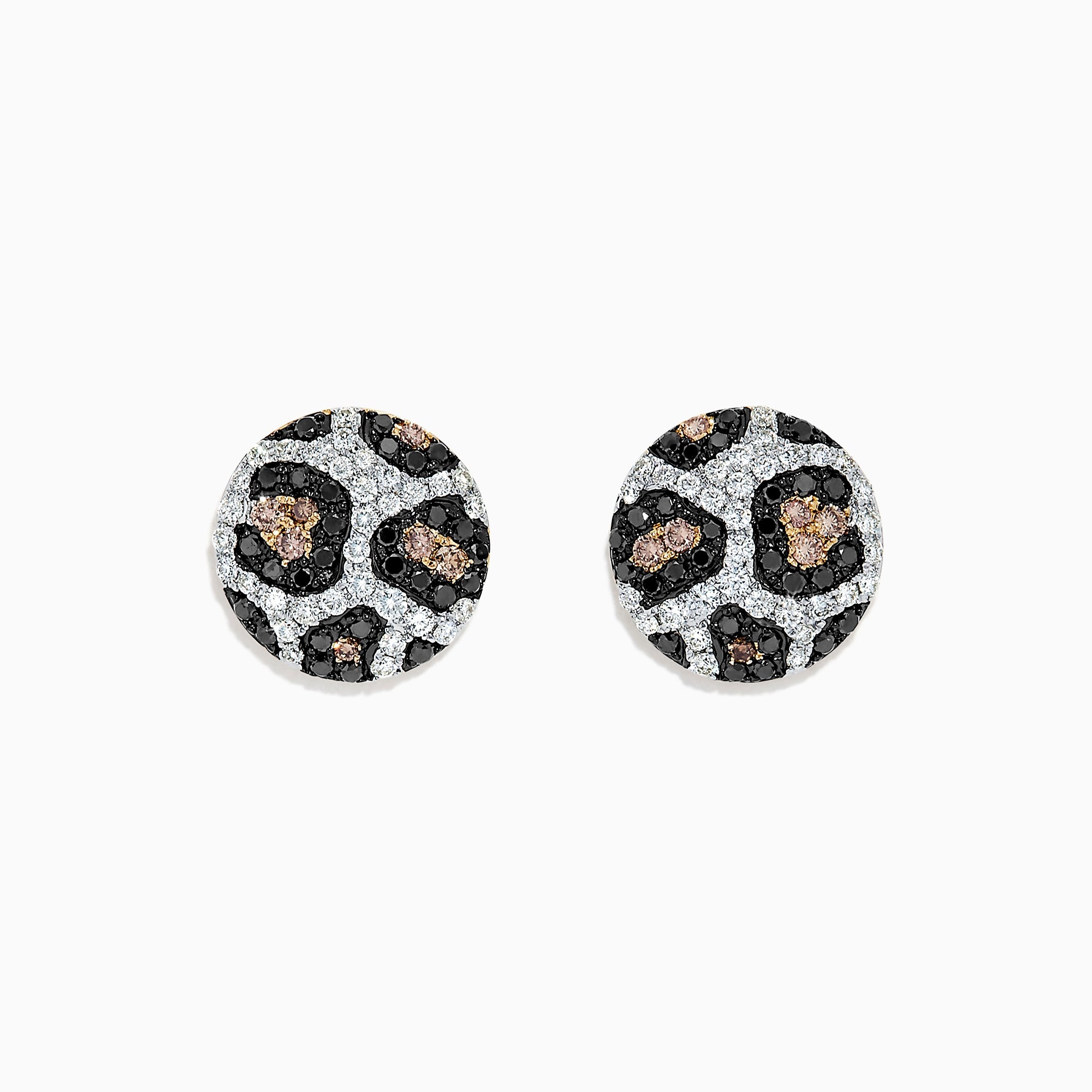 EF- 14K Yellow Gold Espresso, Black and White Diamond Earrings leopard 🐆