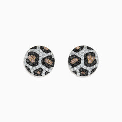 EF- 14K Yellow Gold Espresso, Black and White Diamond Earrings leopard 🐆