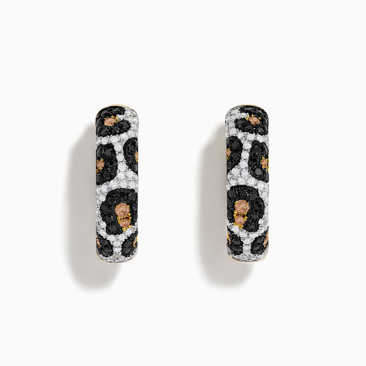 EF - Signature 14K Gold Black, Espresso and White Diamond Panther Print Earrings