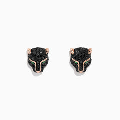 EF - Signature 14K Rose Gold Black Diamond & Emerald Earrings