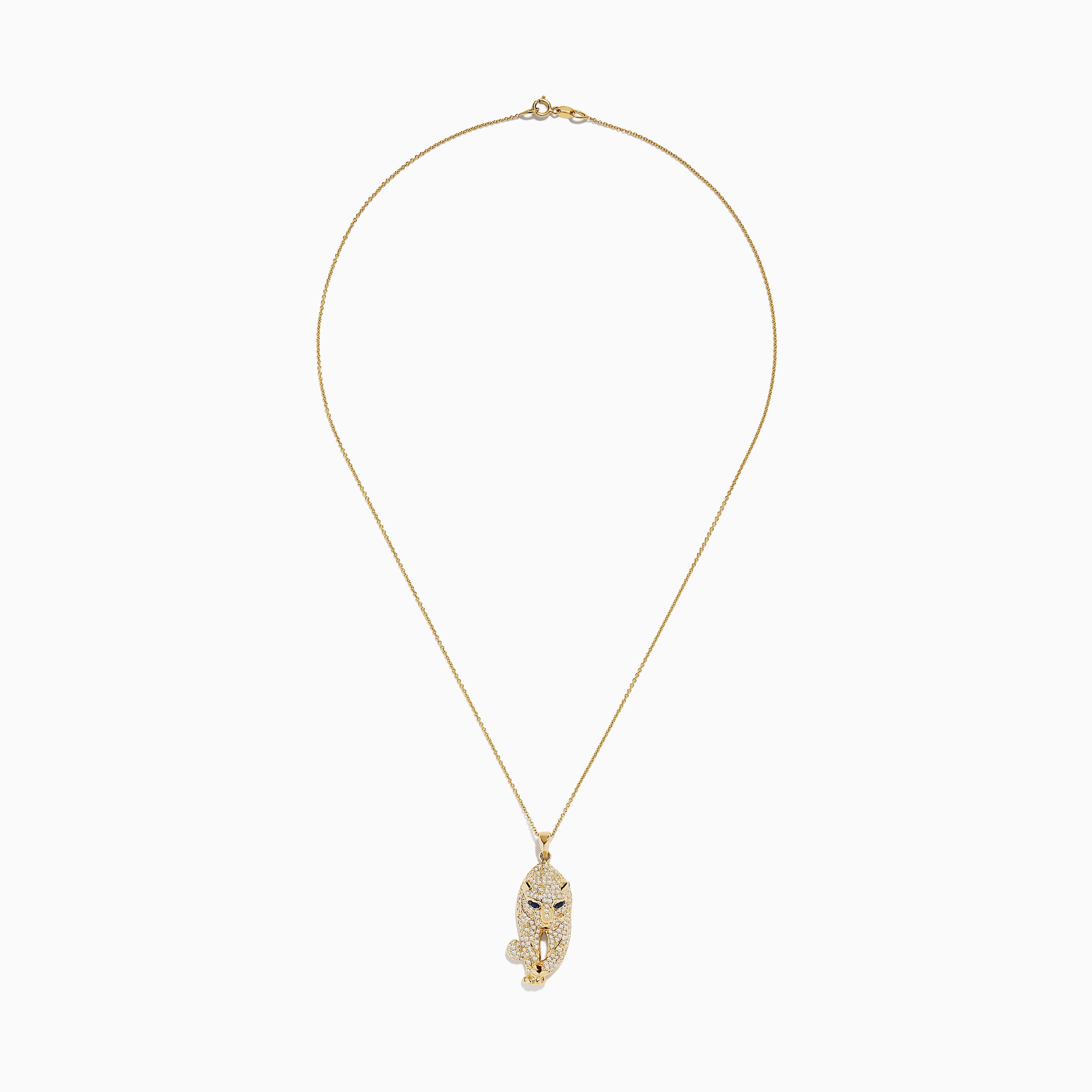 EF- Signature 14K Yellow Gold Sapphire and Diamond Panther Necklace