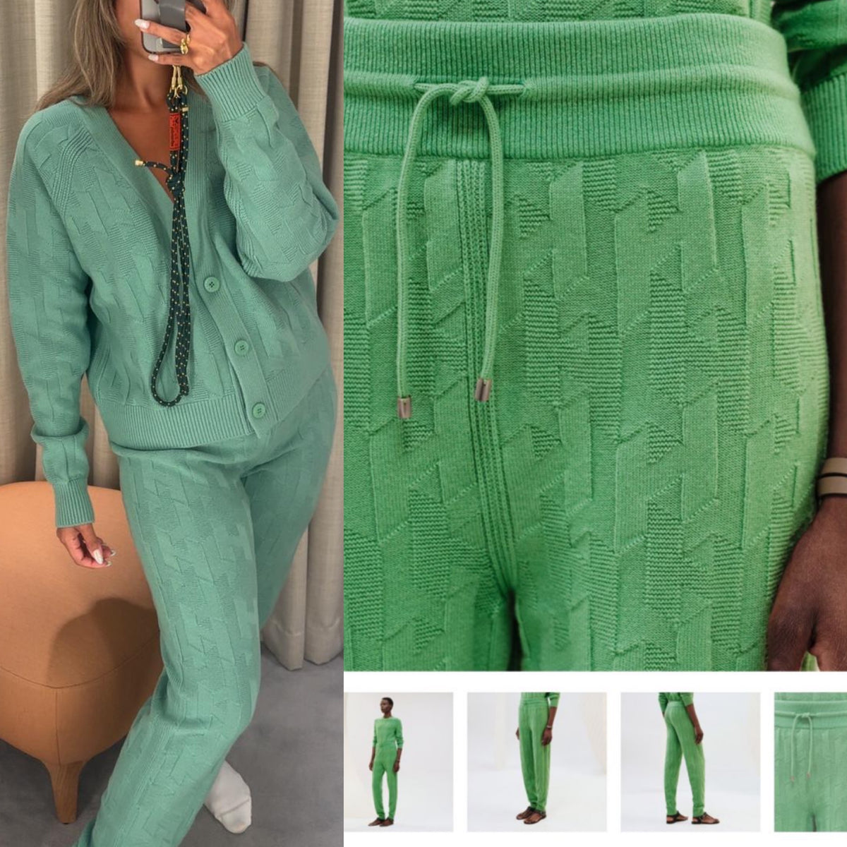 Hermes - jogging green set cardigan size 40  & pant size 38