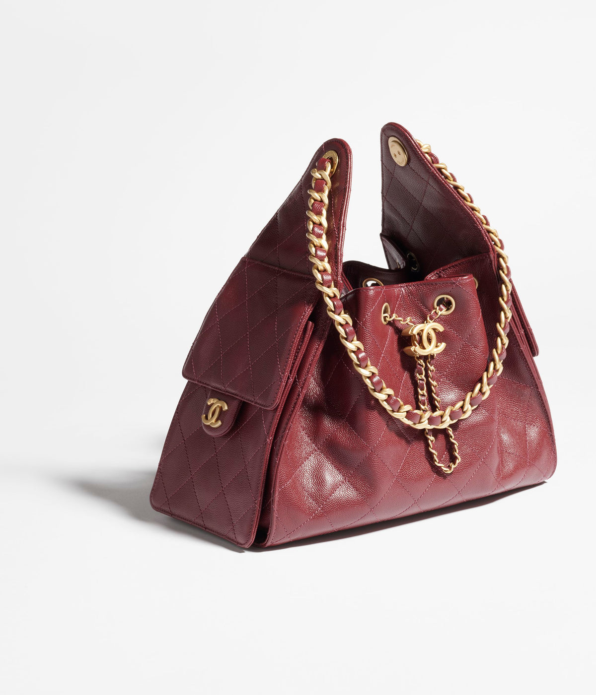 Chanel - 25 dark red caviar leather - small