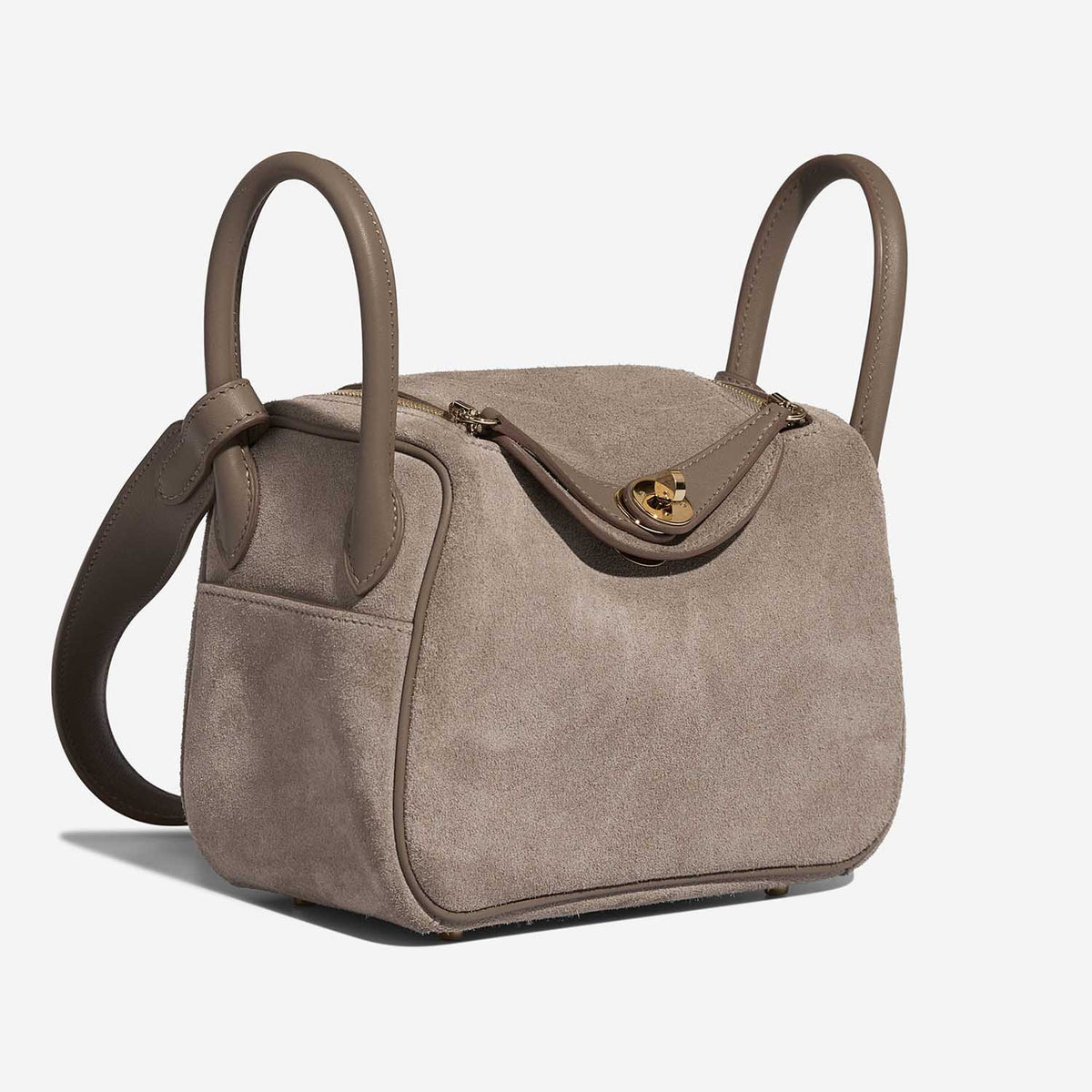 Hermes - lindy  Grizzly Mini Suede / Swift Étoupe / PHW