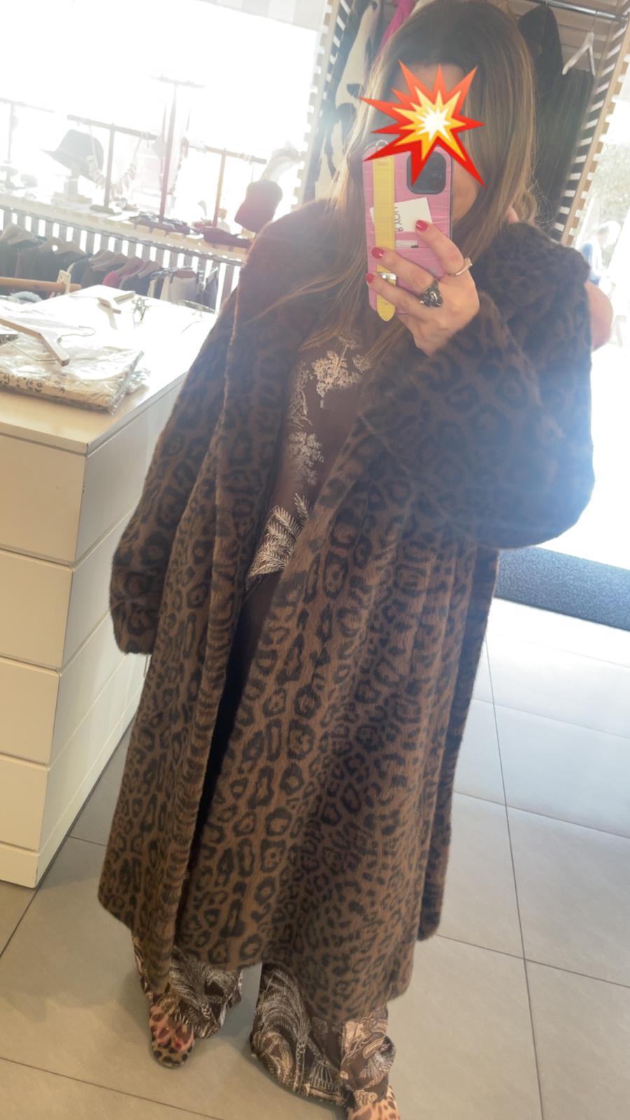 LB leopard faux fur jacket - free size