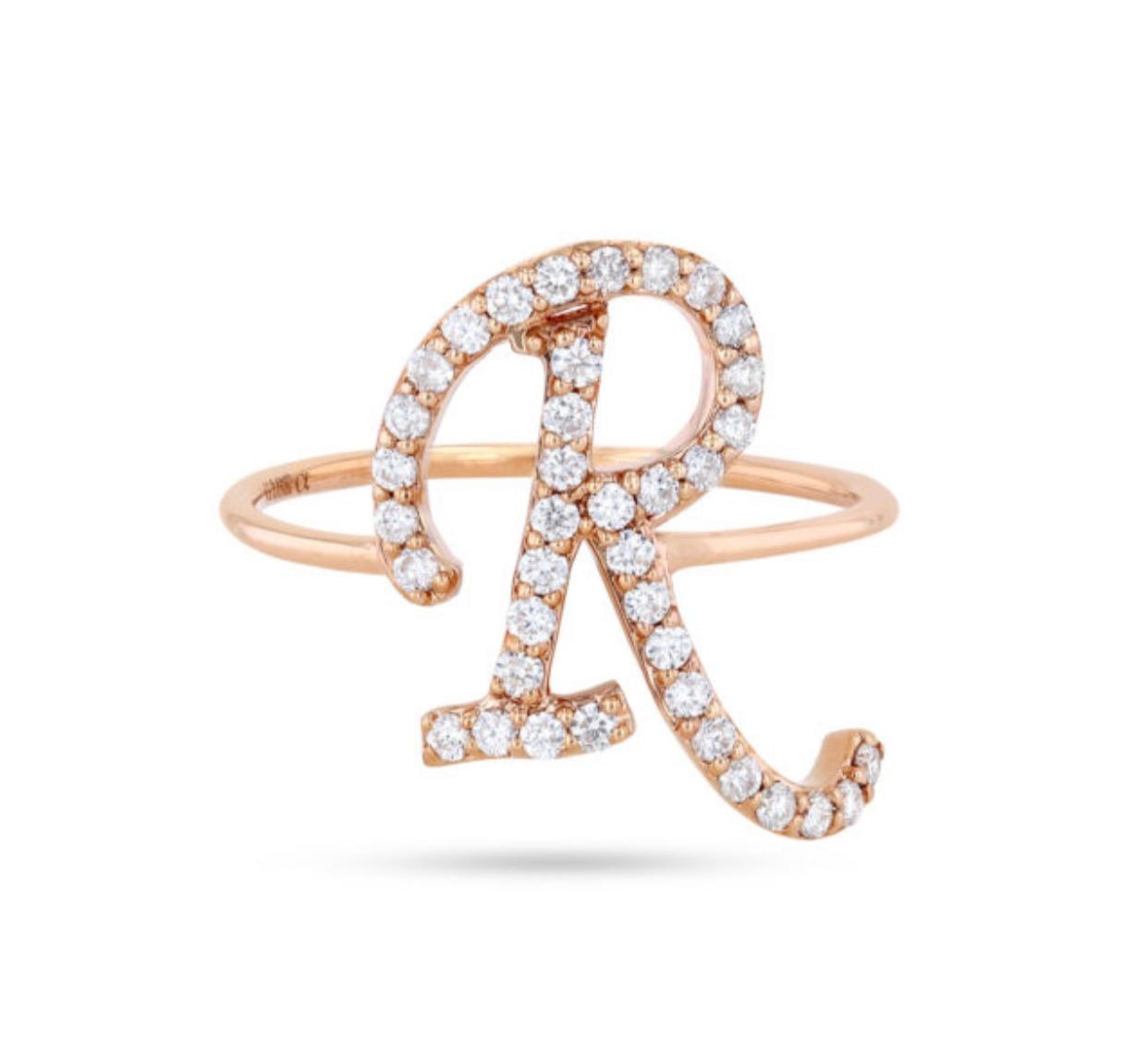 Panacheous jewelry- white gold & Diamond R ring