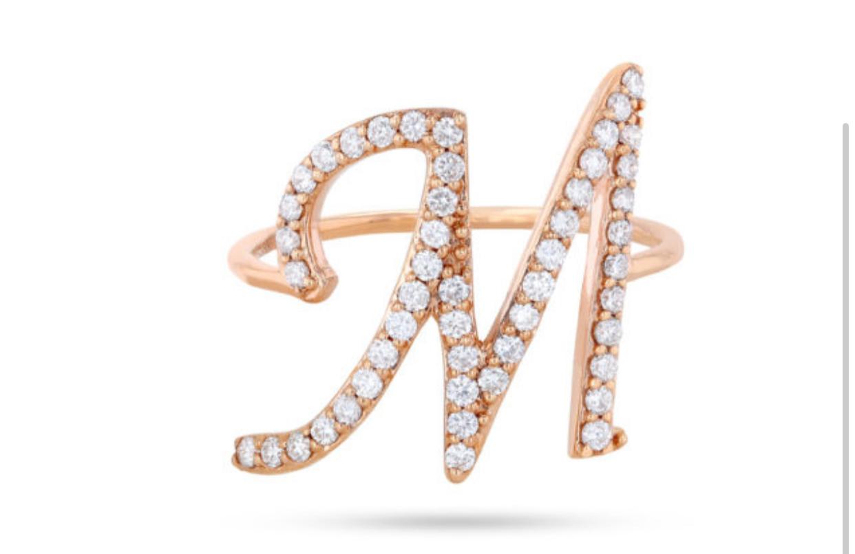 Panacheous jewelry- white gold & Diamond M ring
