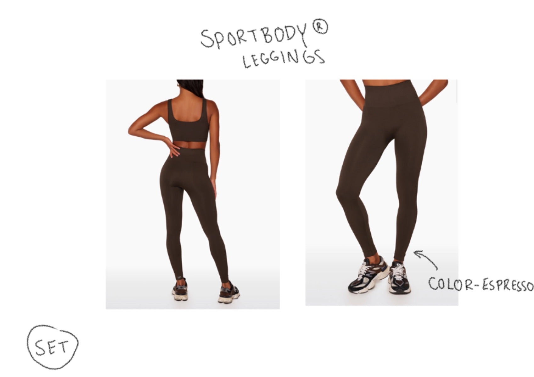 Set active - sportbody leggings- ESPRESSO