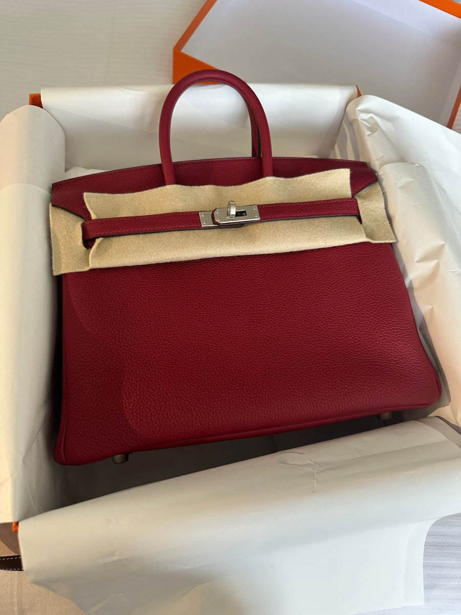 Hermes - birkin 25 phw - Rouge Grenat