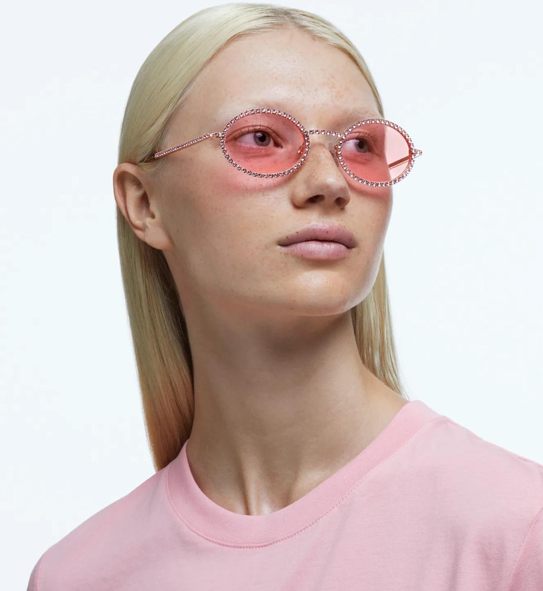 Swarovski - oval crystal sunglasses - pink